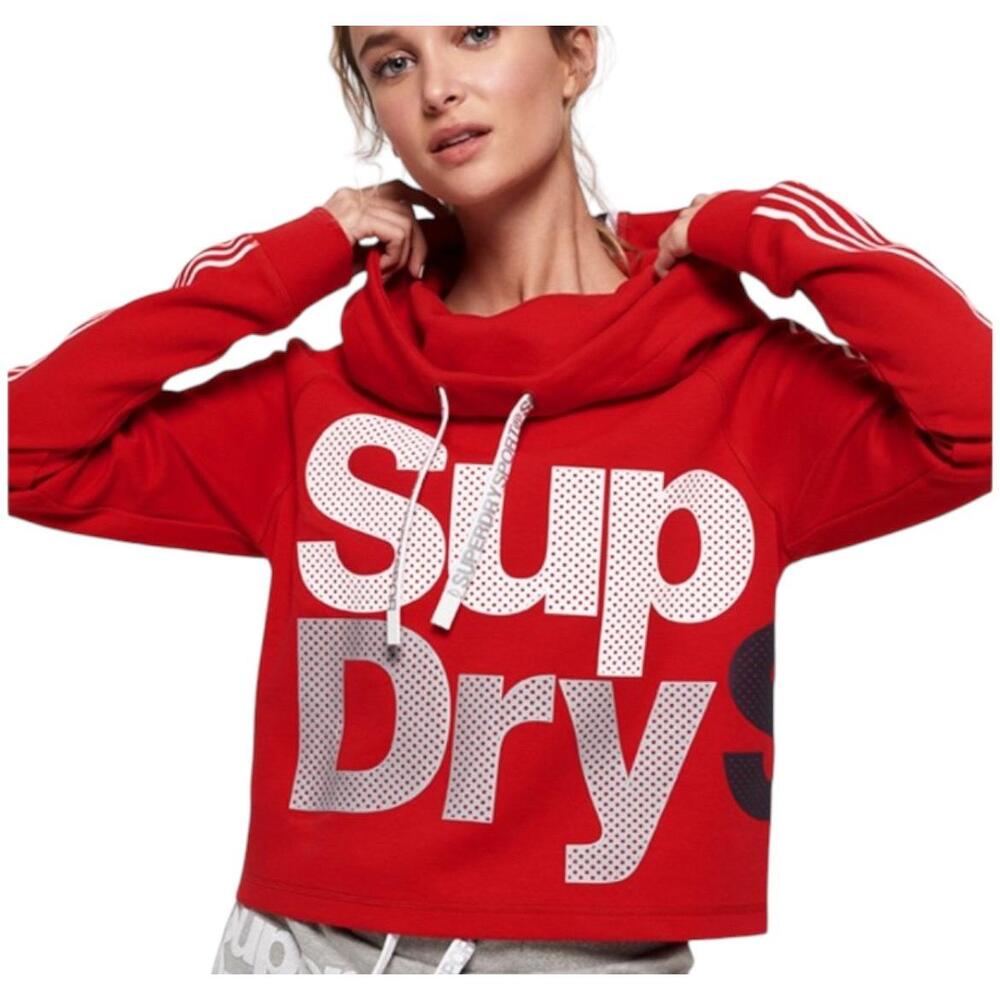 Rare Superdry British AthetiCo cropped hoodie. Red white cropped streetwear